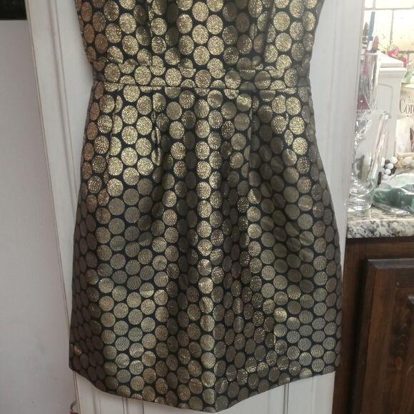 J.Crew Factory Sz. 2 New Metallic Dot Jacquard V-neck Dress Party Holiday - Picture 5 of 11
